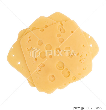 cheese cut into pieces isolated on white background 117898589