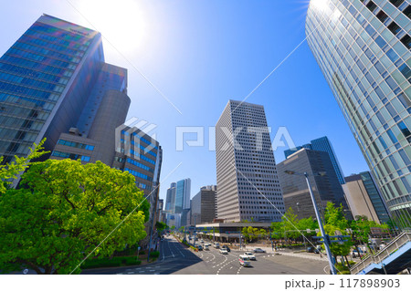 【大阪府】5月・梅田新道歩道橋から大阪の街並みを望む 【大阪府】5月・梅田新道歩道橋から大阪の街並みを望む 117898903