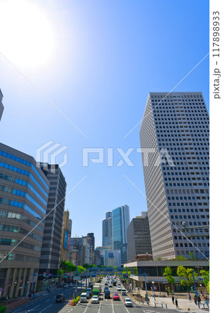【大阪府】5月・梅田新道歩道橋から大阪の街並みを望む 【大阪府】5月・梅田新道歩道橋から大阪の街並みを望む 117898933