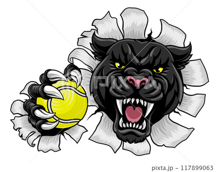 Black Panther Leopard Jaguar Cat Tennis Mascot 117899063
