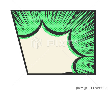 吹き出し　アメコミ　コマ　ドット柄　トゲトゲ　緑 117899998