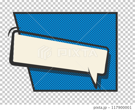 Speech bubble, American comic, frame, polka dot pattern, horizontal, blue 117900001