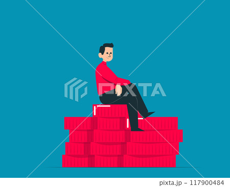 Money increasing and financial success concept illustration. Collections of successfully rich character managing finance, savings and investments 117900484