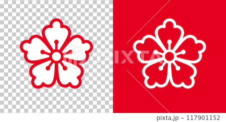 簡單的日本圖案花線畫圖示_家族徽章風格_紅和白 簡單的日本圖案花線畫圖示_家族徽章風格_紅和白 117901152