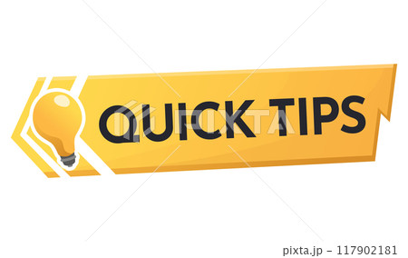 Quick tips icon or symbol with black and yellow color. Lightbulb element suitable for web. Vector illustration for helpful advice, tricks, solution or suggestion concept Quick tips icon or symbol with black and yellow color. Lightbulb element suitable for web. Vector illustration for helpful advice, tricks, solution or suggestion concept 117902181