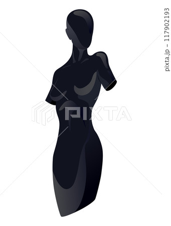 Mannequin silhouette of women. Flat female fashion character front view, girl. Human body clothing template. Vector Illustration 117902193