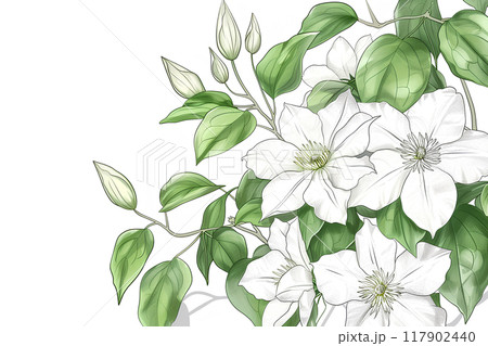 美しく咲いたクレマチスの花 美しく咲いたクレマチスの花 117902440