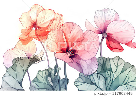 美しく咲いたシクラメンの花 117902449