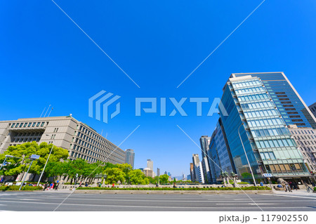 【大阪府】5月・御堂筋から大阪市役所を望む 117902550