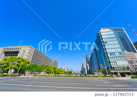 【大阪府】5月・御堂筋から大阪市役所を望む 117902553