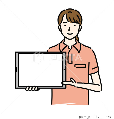 タブレットを指す女性ヘルパー 117902875