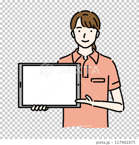 タブレットを指す女性ヘルパー 117902875