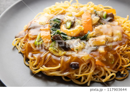 美味しい中華料理、冷凍食品の五目あんかけ焼きそば 美味しい中華料理、冷凍食品の五目あんかけ焼きそば 117903644