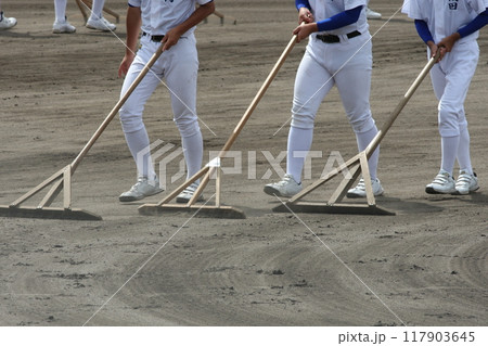 グランド整備をする少年たち グランド整備をする少年たち 117903645