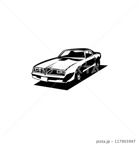 Pontiac car. front view with style, legend car vector design. isolated white background view from side. best for logos, badges, emblems Pontiac car. front view with style, legend car vector design. isolated white background view from side. best for logos, badges, emblems 117903997