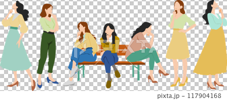 Illustration of a woman thinking Illustration of a woman thinking 117904168