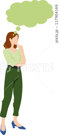 考え事をする女性のイラスト 考え事をする女性のイラスト 117904169