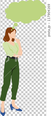 考え事をする女性のイラスト 考え事をする女性のイラスト 117904169