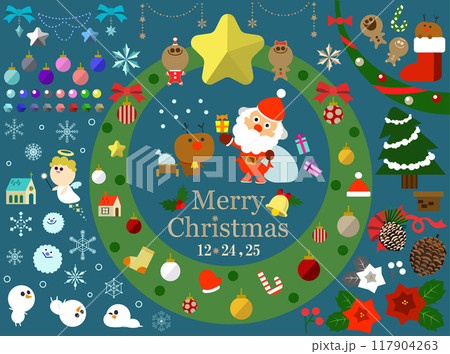 Merry Christmas12月クリスマスイラストセット Merry Christmas12月クリスマスイラストセット 117904263