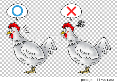 判定白いニワトリセット(マルバツ) 判定白いニワトリセット(マルバツ) 117904368