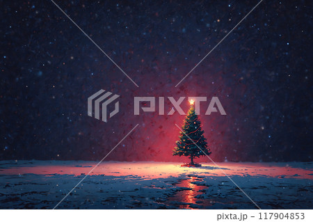 クリスマスツリーの背景素材　AI生成画像 117904853