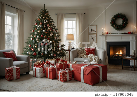 クリスマスのゴーシャスなリビング AI生成画像 クリスマスのゴーシャスなリビング AI生成画像 117905049