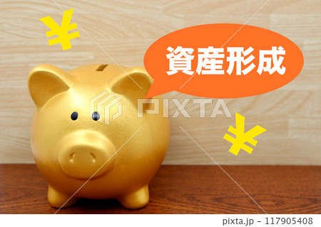資産形成　金の豚の貯金箱 117905408