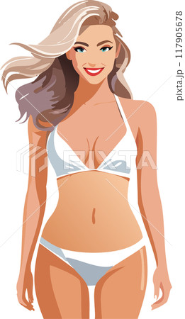 ビキニスタイルの女性イラスト ビキニスタイルの女性イラスト 女性 水着 ビキニ セクシーの