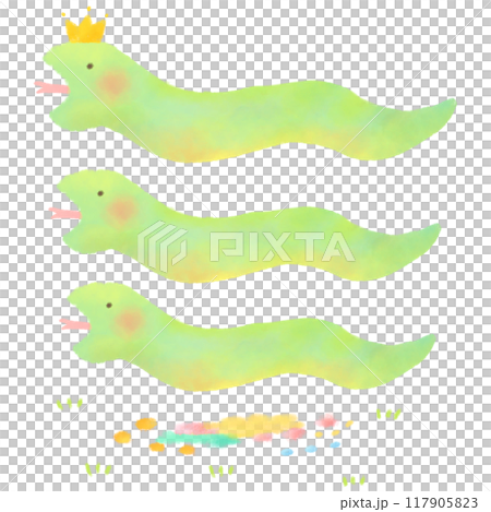 緑色の可愛いヘビ 117905823