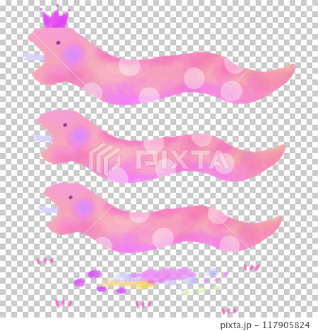 ピンク色の可愛いヘビ ピンク色の可愛いヘビ 117905824