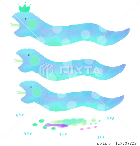 青色の可愛いヘビ 117905825