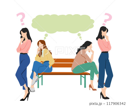 考え事をする女性のイラスト 考え事をする女性のイラスト 117906342