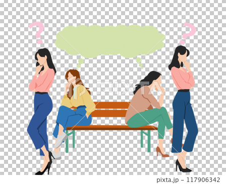 Illustration of a woman thinking Illustration of a woman thinking 117906342