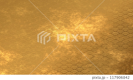 金色の和柄模様・背景 117906842