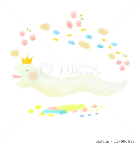 可愛い白蛇のイラスト 年賀状素材 可愛い白蛇のイラスト 年賀状素材 117906915
