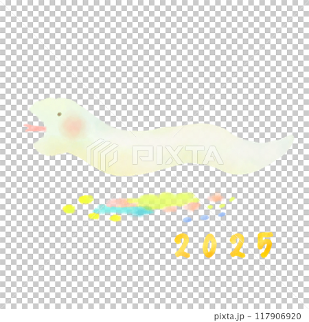 Cute white snake illustration New Year's card material Cute white snake illustration New Year's card material 117906920