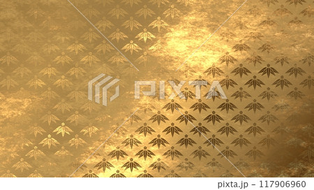 金色の和柄模様・背景 117906960