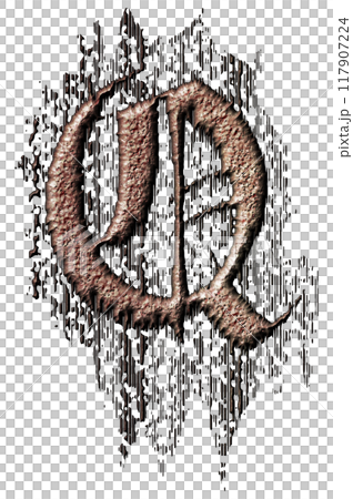 3D rendered illustration. Grungy gothic letter. Art blackletter font. 3D rendered illustration. Grungy gothic letter. Art blackletter font. 117907224