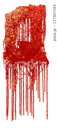 Metal music style font. Dripping letter with blood stains. Decorative lettering. 117907384