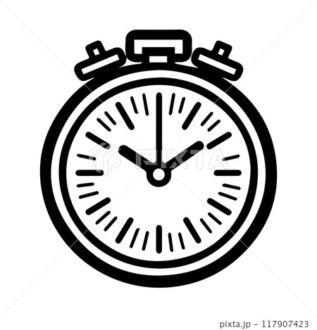 Stopwatch icon or modern line symbol. Vector line art and icon design with bold outline. Black and white Pixel Perfect minimalistic symbol isolated white background. Silhouette simple thin sign Stopwatch icon or modern line symbol. Vector line art and icon design with bold outline. Black and white Pixel Perfect minimalistic symbol isolated white background. Silhouette simple thin sign 117907423