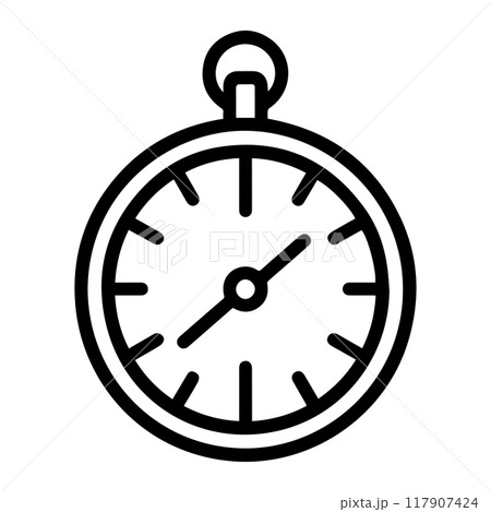 Stopwatch icon or modern line symbol. Vector line art and icon design with bold outline. Black and white Pixel Perfect minimalistic symbol isolated white background. Silhouette simple thin sign Stopwatch icon or modern line symbol. Vector line art and icon design with bold outline. Black and white Pixel Perfect minimalistic symbol isolated white background. Silhouette simple thin sign 117907424