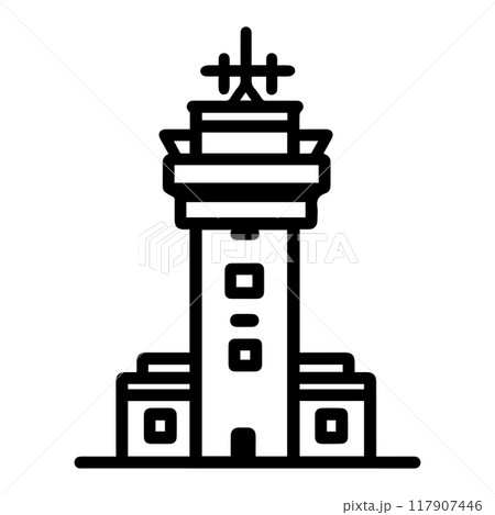 Military Base icon or modern line symbol. Vector line art and icon design with bold outline. Black and white Pixel Perfect minimalistic symbol isolated white background. Silhouette simple thin sign 117907446