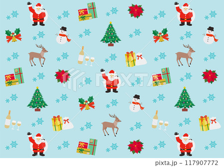クリスマスのパターンのイラスト_青 クリスマスのパターンのイラスト_青 117907772