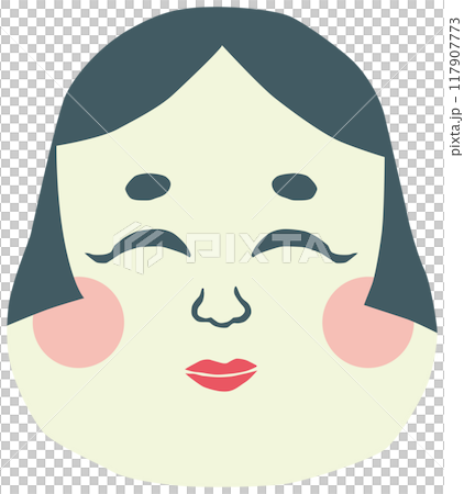 おかめ お多福 福笑い ベクター素材 117907773