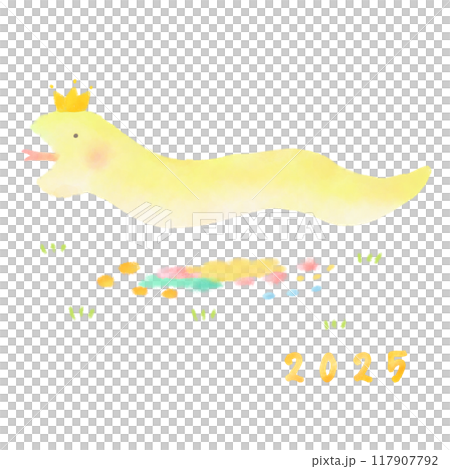 可愛的金蛇新年卡片材料 可愛的金蛇新年卡片材料 117907792