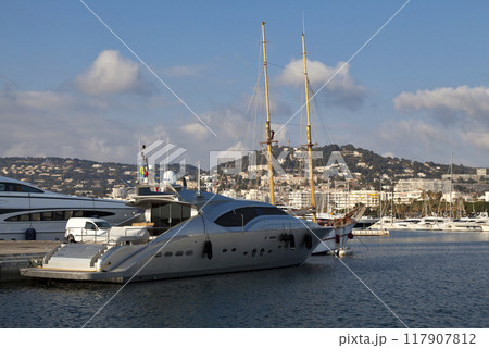 Yachts moored at Port Pierre Canto in Cannes 117907812