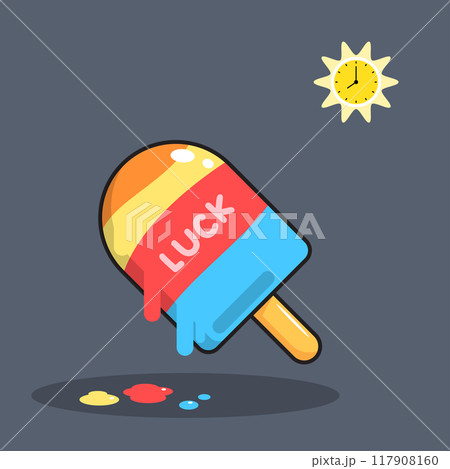 the sun and the melting ice cream. Isolated Vector illustration 117908160