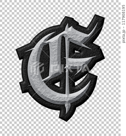 3D rendered illustration. Grungy gothic letter. Art blackletter font. 117908195