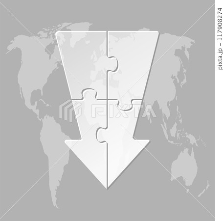 Diagram infographic for 4 steps, arrow down 117908274