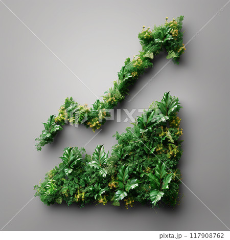 A plant-like growth with a green arrow pointing upward 117908762